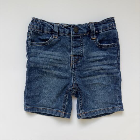 7 For All Mankind Denim Jean shorts cotton spandex stretch snap fly dark Wash - Picture 1 of 11